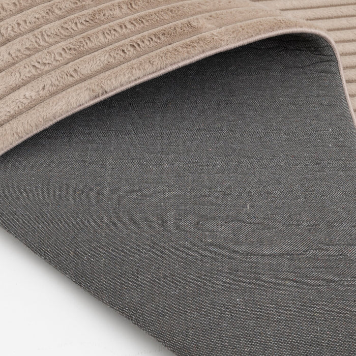 Faux Fur Channel Taupe Area Rug with Memory Foam Backing - 5' x 7'