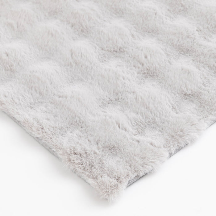 Faux Fur Bubble Light Grey Area Rug with Memory Foam Backing - 7' x 10'