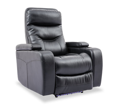 Glow 33" Fabric Power Reclining Chair with Storage Armrests - Black | Fauteuil à inclinaison électrique Glow de 33 po en tissu avec accoudoirs de rangement - noir