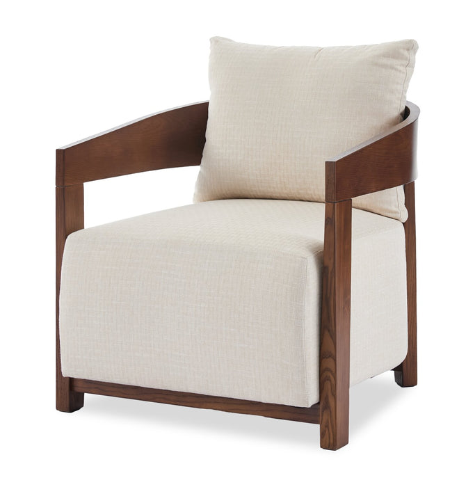 Amor 28.54\" Fabric Accent Chair with Wood Arms and Legs - Taupe