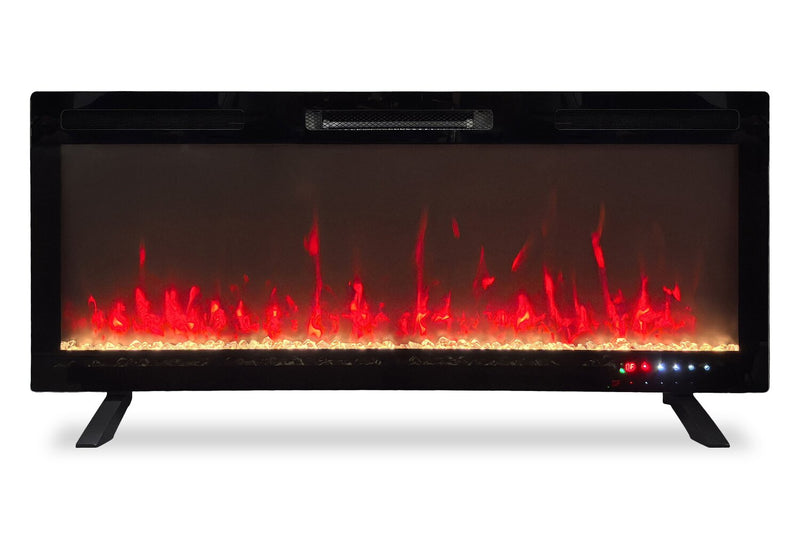 Mirage 48\" Modern Electric Free Standing Wall Mountable Fireplace - Black
