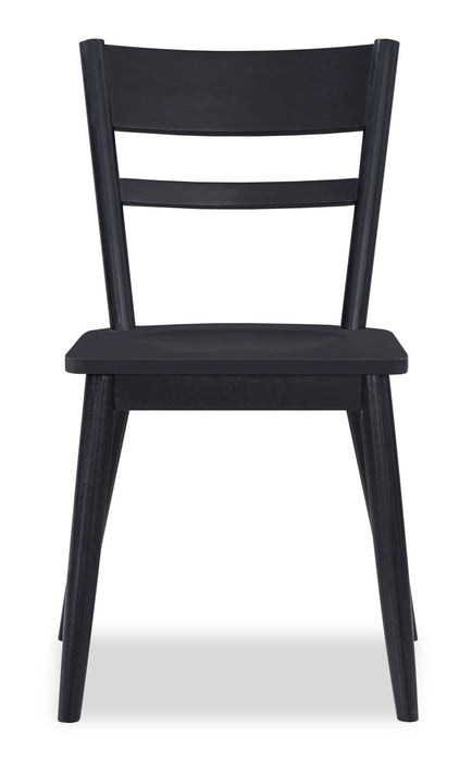 Remi 5pc Dining Set with Table & 4 Ladder-Back Chairs, Glass & Wood, 42\"W Round - Black