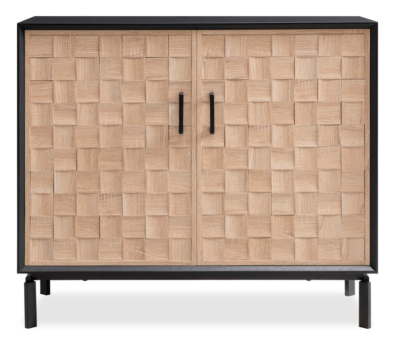 Alenna 36\" 2-Door Accent Cabinet - Black with Weathered White Doors