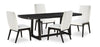 Alma 5pc Dining Set with Table & 4 Chairs, Trestle Base, 86\"W - Charcoal Black & White