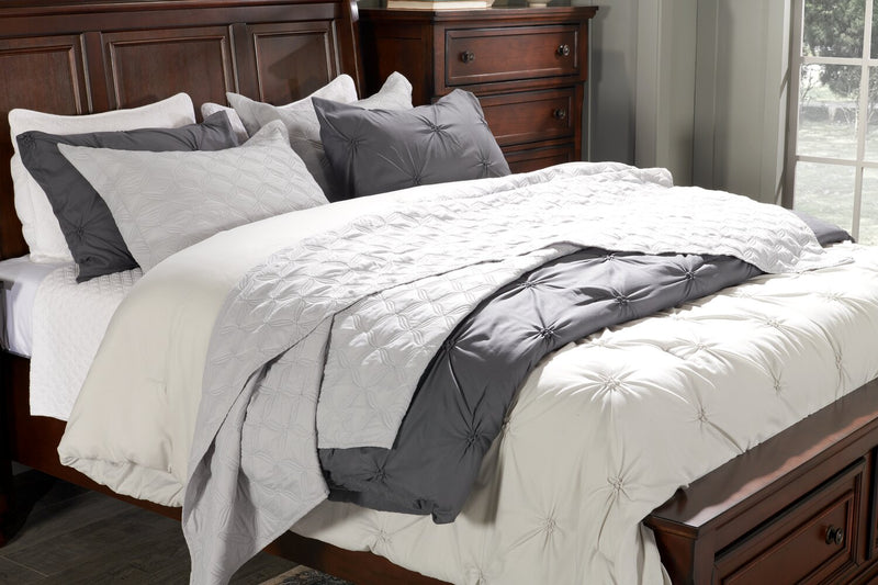 Chelsea Platform Storage Bed with Headboard & Frame, Cherry Brown - Queen Size