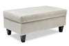 Made in Canada Nofia 44\" Chenille Fabric Storage Ottoman with Wood Legs - Linen Beige