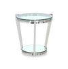 Yonge 22\" Modern Round Glass Top End Table with Shelf - Chrome Finish with Stainless Steel