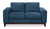 River 63.3\" Linen-Look Fabric Loveseat with Wood Base and Legs - Blue