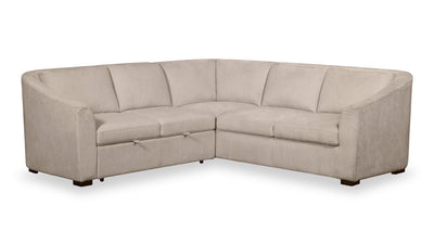 Envy 2-Piece Left-Facing Chenille Fabric Sleeper Sectional - Almond Beige | Sofa-lit sectionnel de gauche Envy 2 pièces en tissu de chenille - beige amande