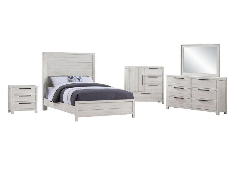 Haven Panel Bed with Headboard & Frame, White - Queen Size