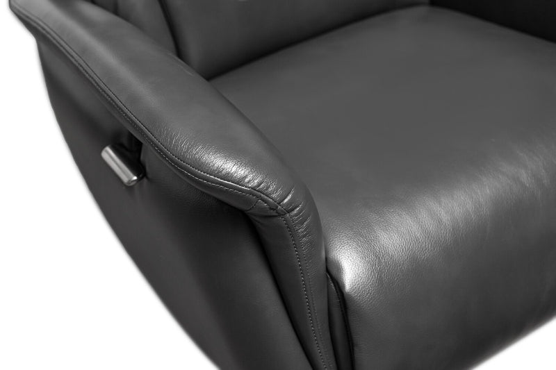 Vega 29.5\" Faux Leather Stress Free Swivel Reclining Chair with Footrest and Aluminum Legs - Grey