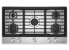 KitchenAid 36\" Gas-on-Metal Cooktop with Cast-Iron Grates – Stainless Steel - KCGK336SSS