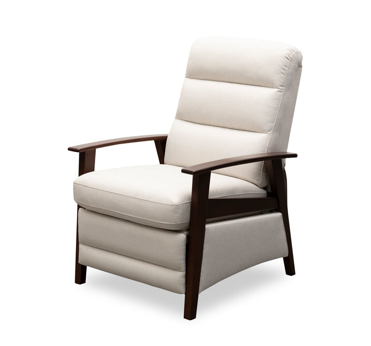Bree 28.5\" Linen-Look Fabric Pushback Reclining Accent Chair with Wood Armrests and Legs - Beige