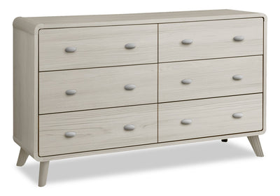 Cami Bedroom 6-Drawer Dresser, Mid-Century Modern, 58.5"W x 17.5"H - Grey Oak | Commode de chambre à coucher moderne du milieu du 20e siècle Cami de 58,5 po (L) x 17,5 po (H) à 6 tiroirs - chêne gris