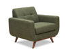 Kort & Co. Freeman 37\" Linen-Look Fabric Chair with Wood Legs and Tufted Back Cushion - Avocado Green
