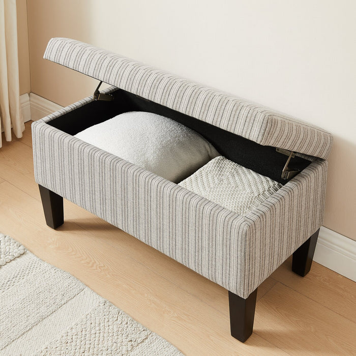 Calgary 32\" Storage Fabric Ottoman - Grey Striped