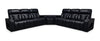 Zen 3-Piece Leather-Look Fabric Power Reclining Sectional with Massage and Two Drop-Down Consoles - Black