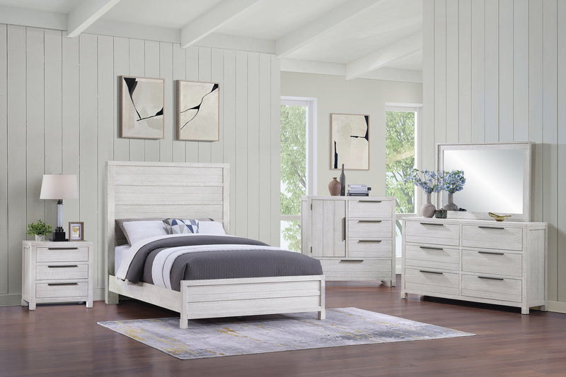 Haven Panel Bed with Headboard & Frame, White - Queen Size