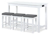 Noah 60” Modern Dinette with 3 Counter-Height Stools and USB Ports - White