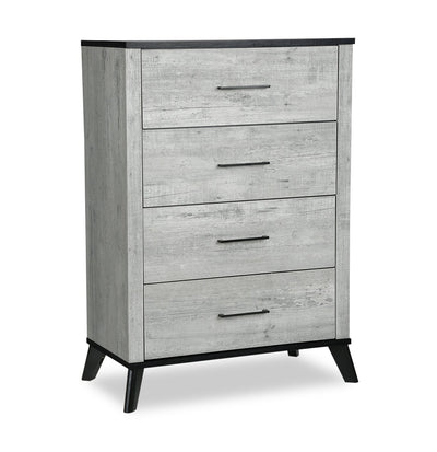 Blake Bedroom Chest of Drawers, 4-Drawer, 33"W x 45"H - Grey & Black | Commode verticale de chambre à coucher Blake de 33 po (L) x 45 po (H) à 4 tiroirs - grise et noire