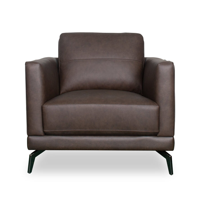Melrose 36.5\" Top-Grain Genuine Leather Chair with Metal Legs - Dark Brown