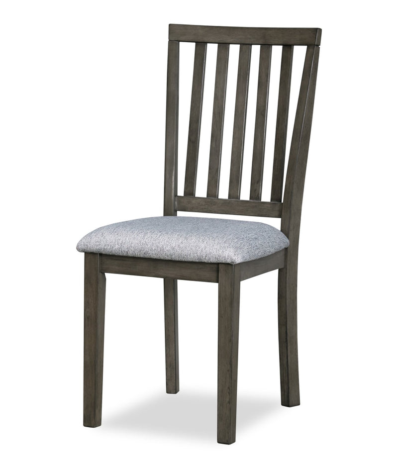 Bryn Dining Chair with Fabric Seat, Slat-Back - Dark Grey - The Brick