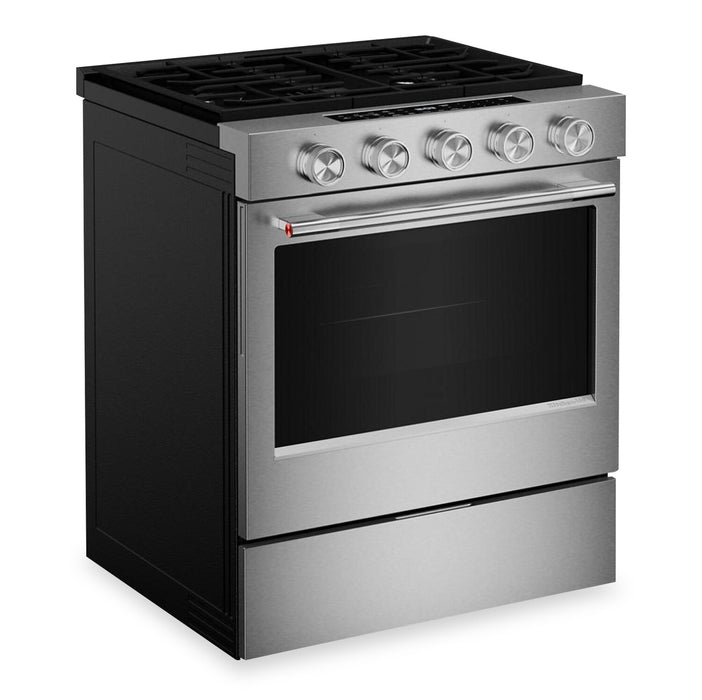KitchenAid 30\" 5.0 Cu. Ft. Smart Slide-in Gas Range with Convection Modes - Fingerprint Resistant Stainless Steel - KSGS330SPS
