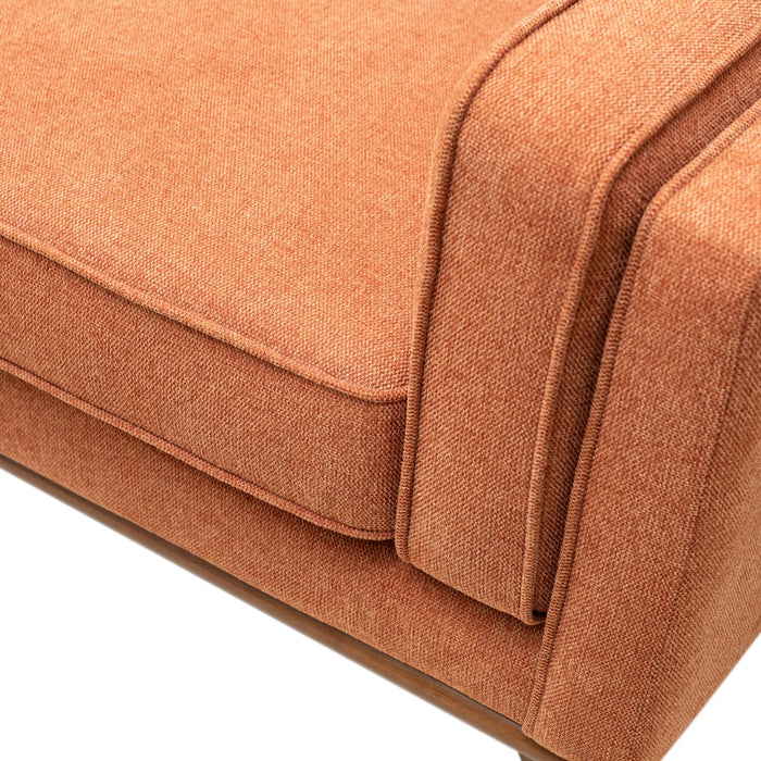 Kort & Co. Kassia 80\" Linen-Look Fabric Condo Size Sofa with Wood Base and Legs - Orange