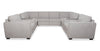 Vault 9-Piece Sectional with Sofa Bed Loveseat, Four Storage Chairs and Storage USB Console - Grey