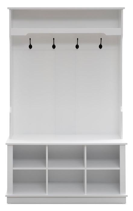 Quinn 39.75\" Hall Tree with Shoe Storage - Matte White