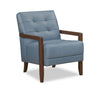Enzo 26\" Genuine Leather Accent Chair with Biscuit Tufting, Track Arms and Wood Legs - Blue