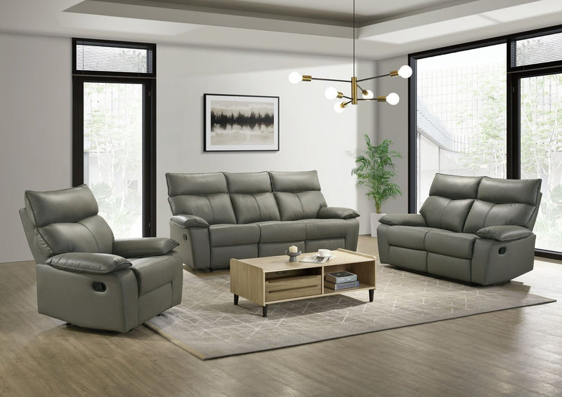 Matteo 88\" Genuine Leather Reclining Sofa - Aviarah Grey