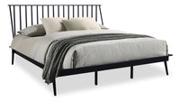 Milan Platform Bed with Headboard & Frame, Mid-Century Modern, Black - King Size