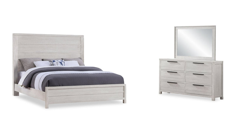 Haven 5pc Bedroom Set with Panel Bed, Dresser & Mirror, White - King Size