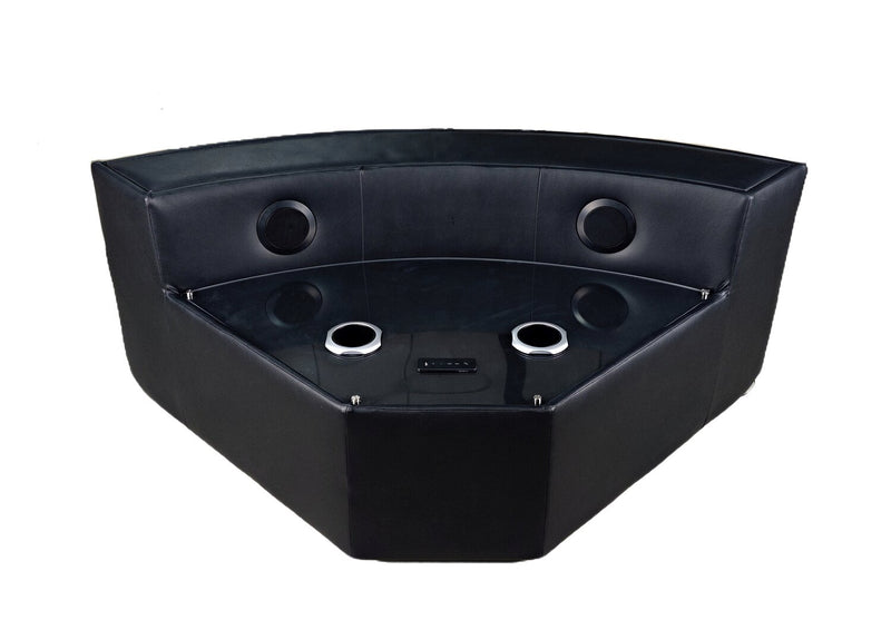 Zen 3-Piece Leather-Look Fabric Power Reclining Sectional with Massage, Drop-Down Console and Refrigerator - Black