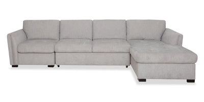 Vault 3-Piece Right-Facing Sectional with Sofa Bed Loveseat, Storage Chaise and Storage Chair – Grey | Sofa sectionnel de droite Vault 3 pièces avec causeuse-lit, fauteuil long de rangement et fauteuil de rangement - gris