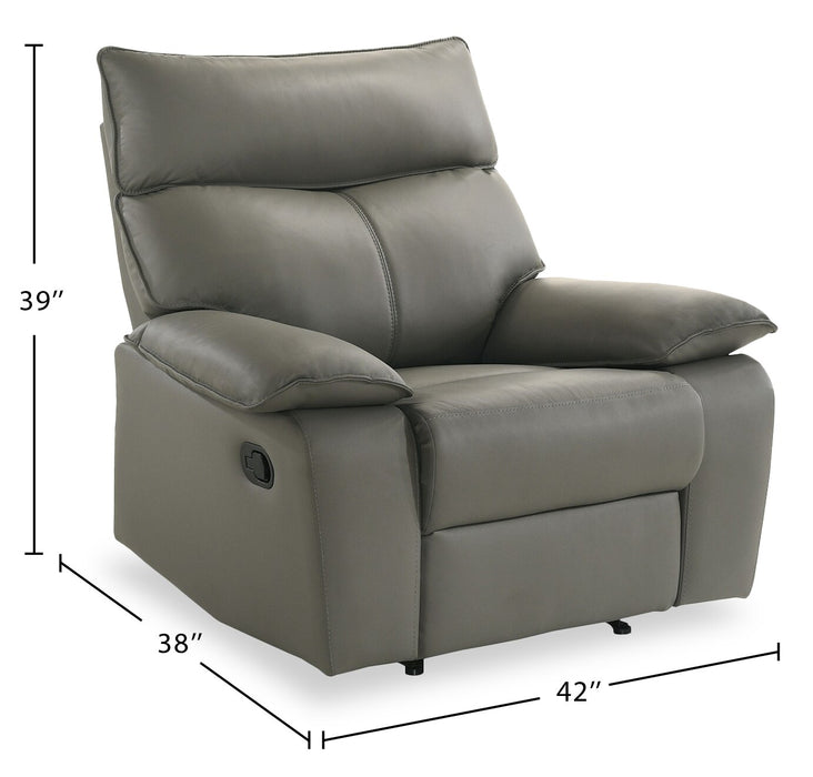 Matteo 42\" Genuine Leather Reclining Chair - Aviarah Grey