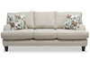 Made in Canada Nofia 80\" Chenille Fabric Sofa with Two Accent Pillows and Wood Legs - Linen Beige