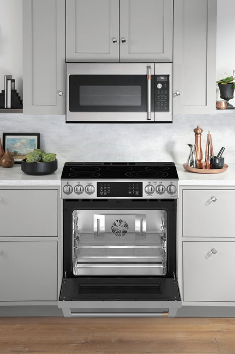 Café 30\" 5.7 Cu. Ft. Electric Range with Dynamic Bake - Stainless Steel - CRS70XAWCS1