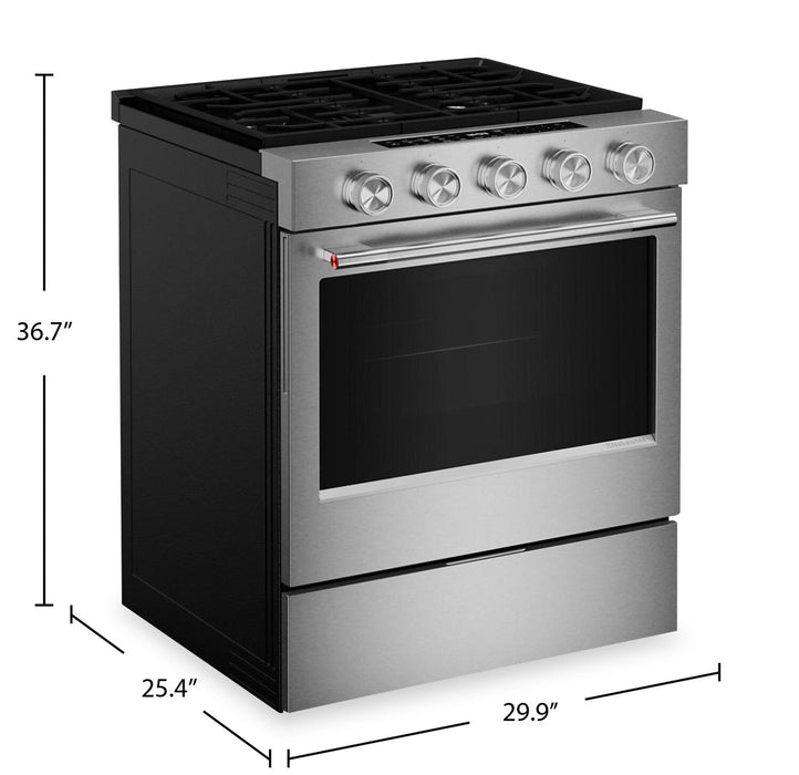 KitchenAid 30\" 5.0 Cu. Ft. Smart Slide-in Gas Range with Convection Modes - Fingerprint Resistant Stainless Steel - KSGS330SPS