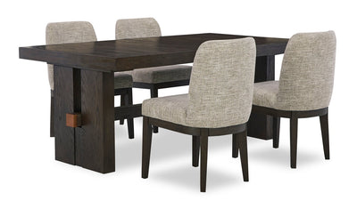 Metro 5pc Dining Set with Table & 4 Chairs; 72-90"W Extension, Trestle Base - Brown | Ensemble de salle à manger Marc 5 pièces avec table, rallonge de 72 po à 90 po (L), base à tréteaux et 4 chaises - brun