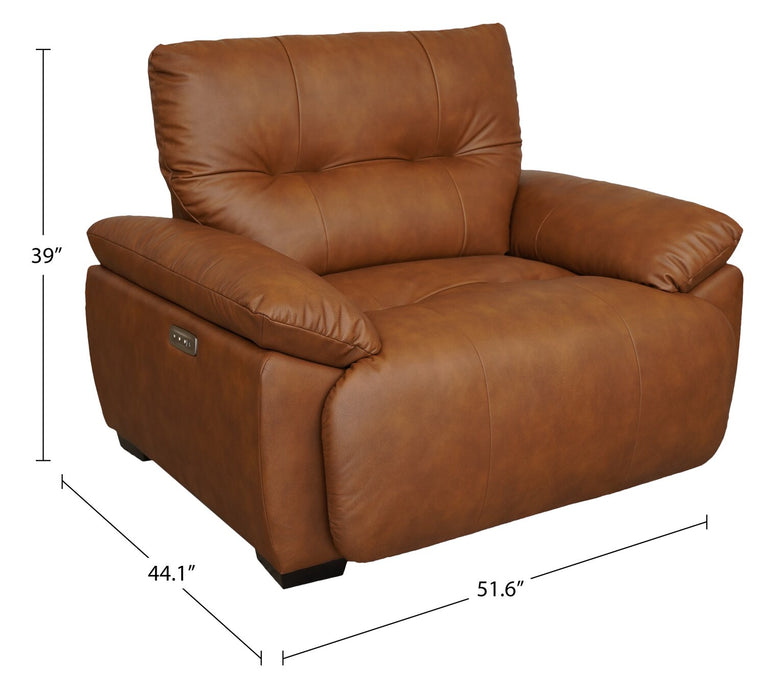 Bello 51.6\" Leather-Look Fabric Power Reclining Chair - Brown