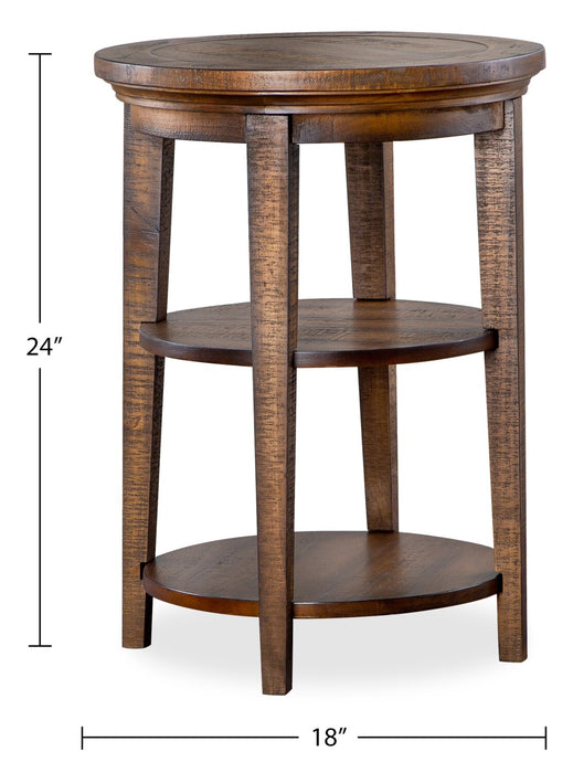 Hanson 18” Round Traditional Pine End Table - Toasted Nutmeg