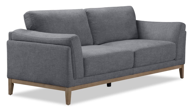 Valley 83.5\" Fabric Sofa with Rubberwood Base and Legs - Pewter