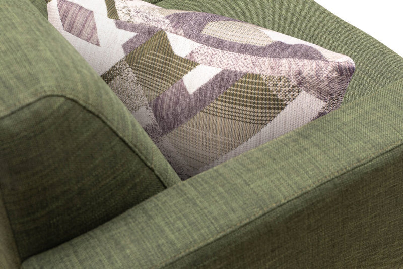 Kort & Co. Freeman 88\" Linen-Look Fabric Sofa with Wood Base and Tufted Back Cushions - Avocado Green