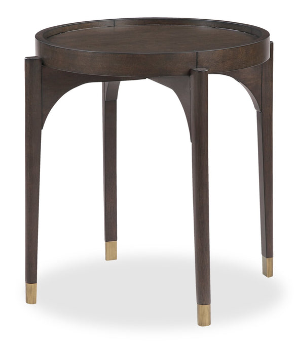 Neeva 24\" Modern Round End Table - Dark Brown Birch
