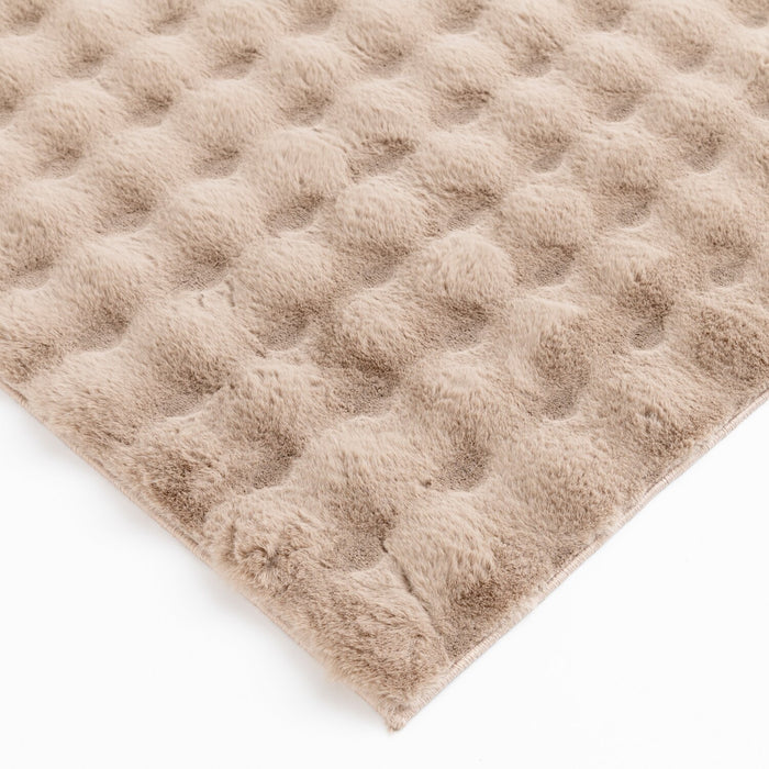 Faux Fur Bubble Taupe Area Rug with Memory Foam Backing - 5' x 7'