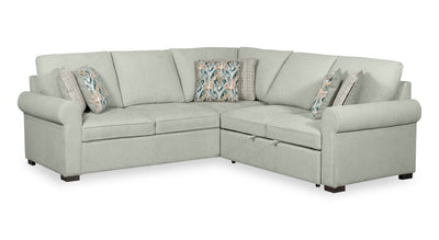 Scott Living Haven 3-Piece Chenille Fabric Sleeper Sectional - Seafoam Blue | Sofa-lit sectionnel Haven de Scott Living 3 pièces en tissu de chenille - bleu écume de mer