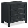 Casa Bedside 3-Drawer Nightstand with USB Port, 27\"W x 26.5\"H, Wood - Black