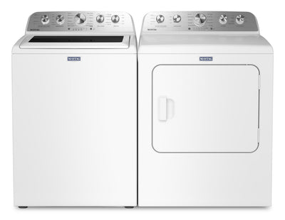 Maytag 5.4 Cu Ft. Top Load Agitator Washer and 7.0 Cu. Ft. Pet Pro Electric Dryer – White - MATL56WW | Laveuse à chargement par le haut de 5,4 pi³ et sécheuse électrique Animal Pet Pro de 7,0 pi³ de Maytag - blanches - MATL56WW
